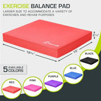 ProsourceFit Exercise Balance Pad, Non-Slip Cushioned Foam Mat & Knee Pad for Fitness and Stability Training, Yoga, Physical Therapy - color: Red, size: XL - (18.75" x 15")