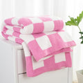 Carriediosa Checkered Throw Blanket 50" X 60", 400GSM Ultra Soft Microfiber Fuzzy Fluffy Reversible Cute Preppy Knitted Blankets Cozy Plush Fall Throws for Couch, Bed, Sofa, Hot Pink - color: Check - Hot Pink, size: 50" X 60"