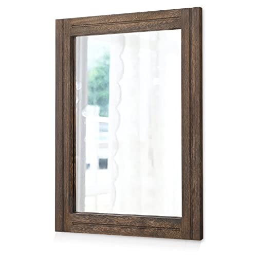 AAZZKANG Rustic Wood Mirror Rectangle Decorative Wall Hanging Mirrors with Frame Large 20"x16" for Bedroom Living Room Bathroom Home Entryway - color: Retro Brown, size: 20"L x 16"W