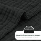 Love's cabin 100% Cotton Muslin Blanket, 6 Layer Lightweight Breathable Gauze Queen Size Blanket 90 x 90 Inches, Soft All Season Blanket for Bed, Black - color: Black, size: Queen(90"x90")