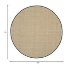 SAFAVIEH Area Rug 6' Round - Natural Fiber Collection - Natural & Dark Grey, Seagrass, Basketweave Pattern with Border (NF114Q) - color: Natural/Dark Grey, size: 6' (Round)