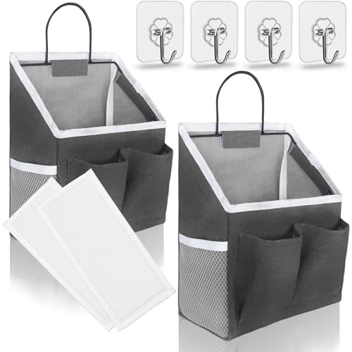 Kanrichu 2pcs Wall Hanging Baskets for Organizing, Hanging Storage Bag as Over the Door Organizer, Wall File Organizer, Rv Storage and Organization. For Bedroom, Office, Camper (Black-Upgraded) - color: black-2pcs