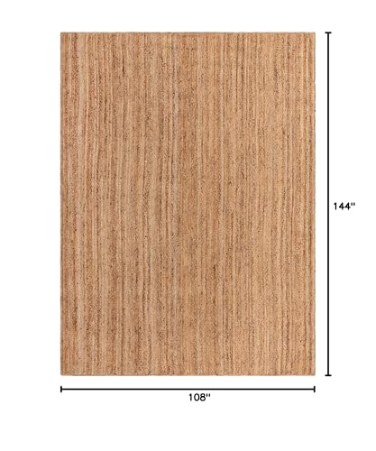 Rugs.com Hand Braided Jute Rug – 9' x 12' Natural Flatweave Rug Perfect for Living Rooms, Large Dining Rooms, Open Floorplans - size: 9' x 12' (Rectangular)