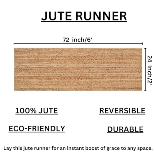 Savi Home Hand Braided Jute Runner Rug 24x72 Reversible Farmhouse Rugs for Hallway, Kitchen, Living Room, Bedroom - 2x6' - Natural - color: Natural, size: 2' x 6' (Runner)