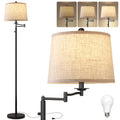 Ruiever Dimmer LED Floor Lamp,Tall Standing Lamp with Swing Arm,Black Lamp with Dimmer LED Bulb,Elegant Floor Lamp for Living Rooms & Bedroom (Black) - color: Black