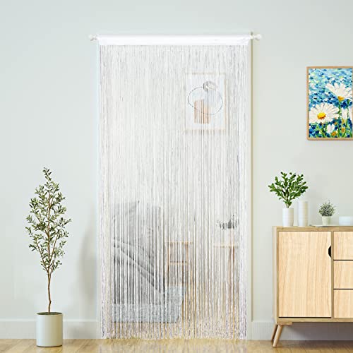 YaoYue Doorway String Curtain Door Curtains,Boho Hippie Hanging Fringe Room Divider for Patio Bedroom Closet Kitchen Laundry,Room Window Wall Door Decor(39×79in/100×200cm,White) - color: White, size: 39"W x 79"L (Pack of 1)