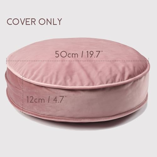 Round Floor Pillow Cover Velvet Throw Seating Pouf Yoga Meditation Cushion Plush Case Reading Room Decor Cover Only (19.7IN, Dusty Rose) - color: Dusty Rose, size: 19.7" x 19.7" (Pack of 1)