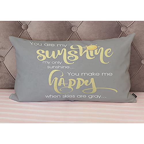 EKOBLA Motivational Phrase Home Decorative Throw Pillow Covers You are My Sunshine Yellow Gray Chevron Farmhouse Rectangle Cushion Cover Pillowcases Cotton Linen Cushion Cover 12x20 Inches - color: Multi-bs04, size: 20" x 12" (Pack of 1)