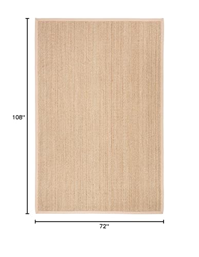 SAFAVIEH Area Rug 6x9 - Natural Fiber Collection - Natural & Beige, Seagrass, Herringbone Pattern with Border (NF115A) - color: Natural/Beige, size: 6' x 9' (Rectangular)