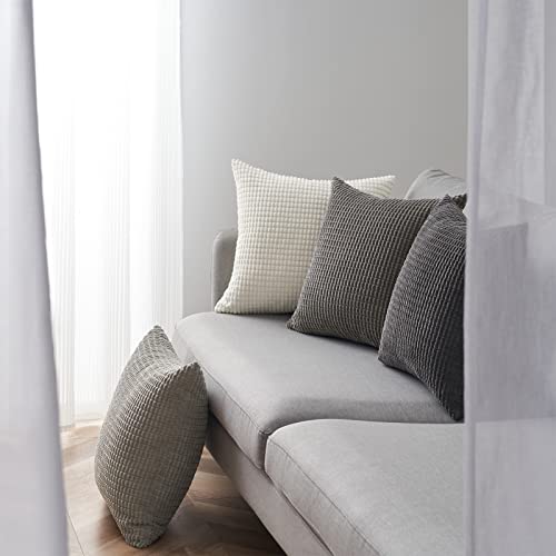 Topfinel Grey Couch Pillow Covers for Living Room 45x45 cm Set of 4,Mid Century Modern White Neutral Corduroy Corn Throw Pillows,Rustic Square Bench Chair Cushion(18 Inch/Grey) (Pack of 2) - color: Grey, size: 18" x 18" (Pack of 8)