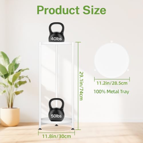 iDavosic.ly 2 Tier Corner Plant Stand Indoor, Tall Vertical Metal Flower Heavy Duty Pot Holder Shelf Outdoor for Patio Porch Living Room, White - Round - color: Pure White, size: 2 Tiers