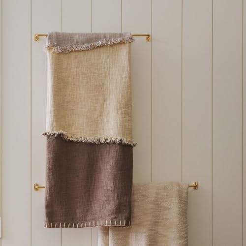 Calm Stitchscape Fringe Throw Blanket 55x60, Beige Cotton Decorative Sofa and Bed Blanket with Fringe Detail, Lightweight All-Season Throw, Handwoven in India, Oeko-TEX Certified - color: Multicolor, size: Throw (55" x 60")