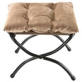 15" Foldable Foot Stool Ottoman with Metal Frame - Washable Khaki Upholstered Indoor/Outdoor Footrest for Living Room, Bedroom, Patio - Space-Saving Compact Design - color: Khaki
