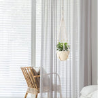 35 Inch Macrame Plant Hanger Indoor with Wood Beads and No Tassels,Strong Hanging Planter Flower Pot Holder for Indoor Outdoor Boho Home Decor,Set of 1,Ivory(Pots Not Included)