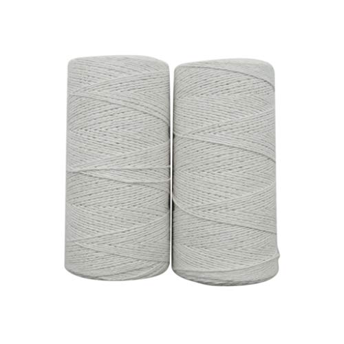 2 Roll 1mm White Pure Cotton Warp Thread Yarn for Weaving Carpet Tapestry Rug Knitting