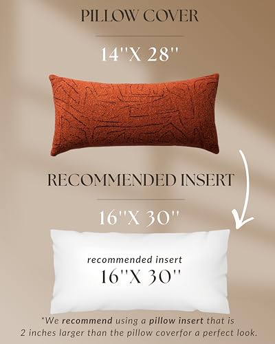Throw Pillow Covers, Pack of 1 Woven Jacquard Cushion Covers for Sofas, Couches, Bed, Boho Home Decor, Cozy Soft and Comfortable Pillow Cases Bed, Amorf, Orange 14x28 Inch - color: Orange, size: 28" x 14" (Pack of 1)