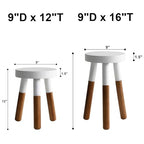 LitaEther 9" Reverse Dipped Wood Plant Stand, Wood Accent Stool,Milking Stool Set (12"+16" Tall) - size: 12"+16" Tall