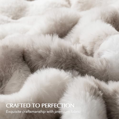 EverGrace Ultra Soft Luxury Fluffy Faux Rabbit Fur Throw Blanket, Thick Warm Bubble Throw for Bed, Cozy Plush Reversible Blankets for Couch, Chair, Sofa, Light Grey, 90x90 Inches - color: Marble Grey, size: 90"x90"