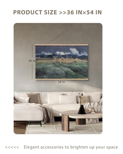 VIYYIEA Extra Large Canvas Wall Art, 36x54 Inch Impressionist Landscape Painting, Moody Windy Field Nature Wall Decor for Living Room or Bedroom, Above Sofa - color: Wind in the Grass