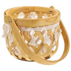 GLEAVI Woven Flower Basket with Handle, Multi-Purpose Handcrafted Planter Basket for Indoor Plants, Rustic Hollow Round Design, Natural Material Organizer for Home Garden