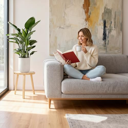 Amdermi 3-Pack Wood Plant Stands Indoor, Single Plant Stand for 6-12 Inch Pots, Mid-Century Modern Plant Stool, Tall Plant Stand for Large Plants for Living Room, Balcony, Office (Light Brown) - color: Light Brown