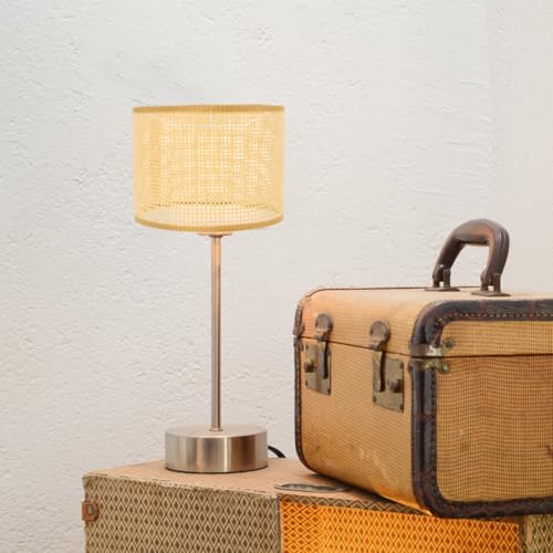 Rattan Lampshade 6.29X6.29X4.72 Inch Hand Woven Lamp Cover Natural Wicker Lamp Shade Soft Light Diffuser for Table Lamps Living Room Bedroom Decor