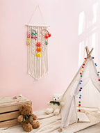 Mkono Macrame Bow Holder Hanging Hair Bow Organizer for Girls Hair Bows,Boho Wall Hair Clips Headband Storage Hanger for Baby Toddler Girls Room, Ivory (Clips and Other Props Not Included)