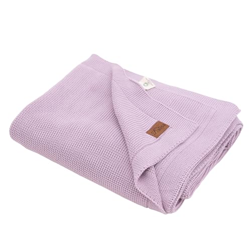 Dalisa 100% Organic Turkish Cotton Throw Blanket - GOTS Certified, Cozy - Perfect for Couch, Bed, and Home Decor - Boho Vintage Knit Alina (Lavender Frost, 60x80) - color: Lavender Frost, size: 60x80