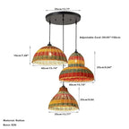 Farmhouse Rattan Pendant Light 3-Lights Woven Chandelier Boho Hanging Light Fixture Multicolor Basket Wicker Shade Rattan Chandelier for Kitchen Dining Room Living Room, DIY, Adjustable Height - color: Rattan -3-Light, Multicolor