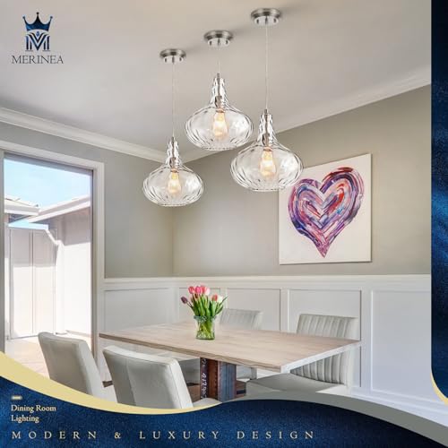 Hammered Glass Pendant Light for Kitchen Island, 11-Inch Modern Brushed Nickel Hanging Light Fixture for Sink, Dining Room, Hallway, Living Room - color: Brushed Nickel