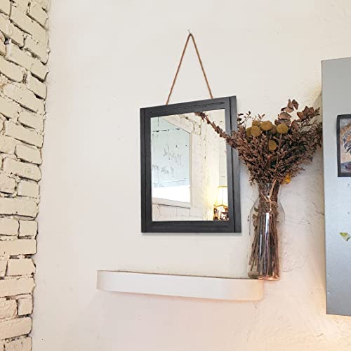 AAZZKANG Black Mirrors for Wall Rectangle Wood Framed Decorative Wall Hanging Mirror for Bedroom Living Room Bathroom Home Entryway - color: Black, size: 16"L x 12"W