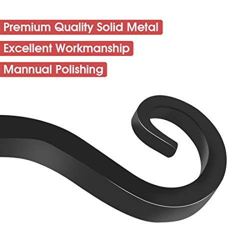 Jardim 2 Pack 6 Inch Premium Decorative Metal Iron Wall Hook, Indoor Outdoor Plant Hanger, Rustic Hanging Gardening Bracket Hook, for Planters, Bird Feeders, Lanterns, Wind Chimes (Black) - color: Black, size: 6 Inch