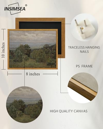 InSimSea Framed Canvas Wall Art, Vintage Landscape Art for Living Room Hallway Shelf, 10x8in, Impressionist Mountain Painting, Rustic Farmhouse Cozy Mid Century Small Nature Decor - color: Blue Ridge Mountain, size: 10"L x 8"W