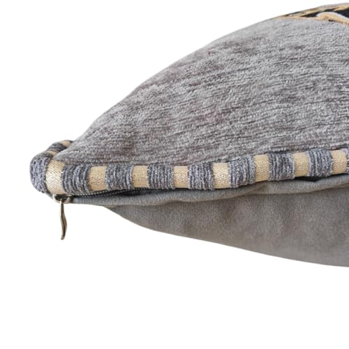 Set of 2 Vintage Floral Throw Pillow Covers 18x18 Inch, Gray Chenille Embroidered Cushion Cases, Decorative Euro Shams for Couch Sofa Bed Farmhouse Home Decor - color: Gray