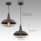 DAYCENT Barn Style Pendant Light Farmhouse Caged Pendant Lighting Industrial Metal Wire Hanging Pendant Light Barn Pendant Light Fixtures for Kitchen Island Hallway Foyer, Rust Finish - color: Hard-wired