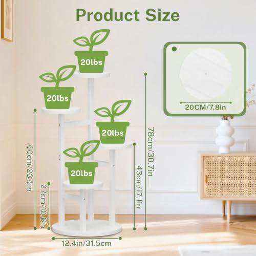 iDavosic.ly 4 Tier Plant Stand Indoor, Tiered Corner Wood Multiple Flower Holder Shelf, Tall Orchid Display Rack for Living Room Bedroom, White - color: Pine White, size: 4 Tiers