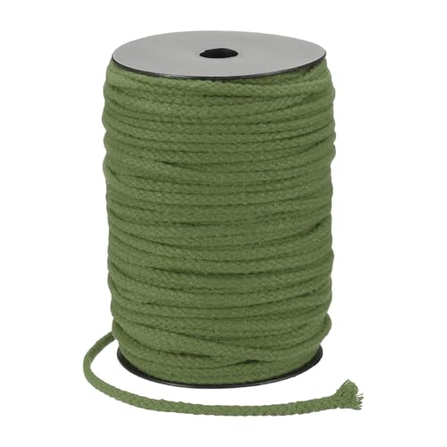 MECCANIXITY Macrame Cord 5mm x 295 ft Handmade Natural Cotton Rope, 8 Strand Twisted Braided Rope Cord for Plant Hanger Wall Hanging Dream Catcher Crafts Home Decoration, Brown Green - color: Bron Green