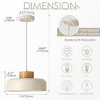 Modern Pendant Lights,12.6 inch,Natural Wood Cap,Simple Hanging Light Fixture for Kitchen Island,Dining Room - color: Cream, size: 12.6 inches