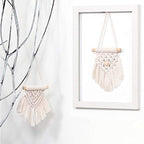 WILLBOND 5 Pcs Mini Macrame Wall Hanging Decor Boho Summer Handmade Woven Tapestry Tassel Wall Hanging Ornaments Christmas Tree Ornaments for Apartment Room Home Office Summer Christmas Decoration