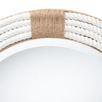 bali & pari Makya Round Woven Rope Mirror – Coastal Mirror with White Fabric and Woven Jute Accents for Farmhouse, Boho Wall Decor, Beach House, Fully Assembled