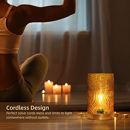 Battery Operated Table Lamp, Cordless Lamps for Home Decor, Battery Powered Nightlight with LED Bulb with Timer, Decorative Lights for Living Room Bedroom Tabletop Entryway Centerpiece Gift(S Yellow) - color: Yellow, size: Small
