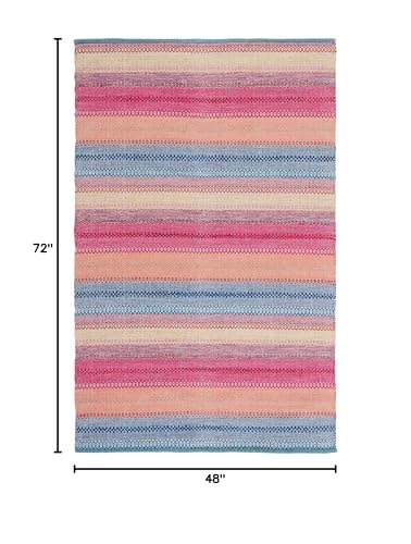 SAFAVIEH Montauk Collection Accent Rug - 4' x 6', Blue & Red, Handmade Flat Weave Boho Stripe Cotton, Ideal for High Traffic Areas in Entryway, Living Room, Bedroom (MTK851M) - color: Blue/Red, size: 4' x 6' (Rectangular)