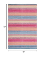SAFAVIEH Montauk Collection Accent Rug - 4' x 6', Blue & Red, Handmade Flat Weave Boho Stripe Cotton, Ideal for High Traffic Areas in Entryway, Living Room, Bedroom (MTK851M) - color: Blue/Red, size: 4' x 6' (Rectangular)
