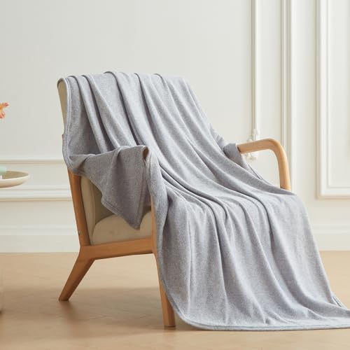 COOVA Lightweight Knit Throw Blanket for Couch, Decorative Blanket, Soft and Cozy Throw for Sofa, Bed or Chair, Living Room (Light Grey, 50x60 inches) - color: Light Grey, size: 50"x60"