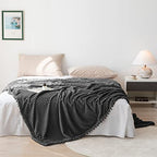 DISSA Fleece Blanket Twin Size – 60x80, Dark Grey – Soft, Plush, Fluffy, Fuzzy, Warm, Cozy – Perfect Throw for Couch, Bed, Sofa - with Pompom Fringe - Flannel Blanket Throw Blanket - color: Dark Grey, size: 60x80"