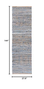 SAFAVIEH Cape Cod Collection Runner Rug - 2'3" x 12', Natural & Blue, Handmade Flat Weave Coastal Braided Jute, Ideal for High Traffic Areas in Living Room, Bedroom (CAP353A) - size: 2'3" x 12' (Runner)