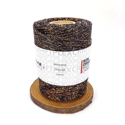 3mm Sparkle Polyester Macramé Cord - 150g/66yds Metallic Glitter Braided Cord for Crocheting Bags, Baskets, Macramé Plant Hangers & DIY Crafts, Machine Washable (16#Black Bronze) - color: 16#black Bronze