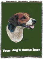 Pure Country Weavers English Foxhound Dog Personalized Woven Blanket Green by Robert May - Gift Cotton Tapestry Throw - Made in The USA - 72" x 54" - color: Green, size: 72" x 54" - Custom