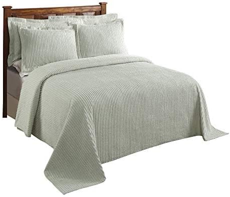 Better Trends Chenille Bedspreads Full/Double Size, Sage 100% Cotton Chenille Stripe Design Tufted Bedding Coverlet Soft Lightweight, 81"x110" 1 Pieces Jullian Collection
