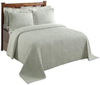 Better Trends Chenille Bedspreads Full/Double Size, Sage 100% Cotton Chenille Stripe Design Tufted Bedding Coverlet Soft Lightweight, 81"x110" 1 Pieces Jullian Collection